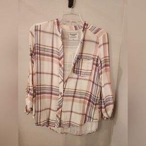 Abercrombie beachy plaid shirt L